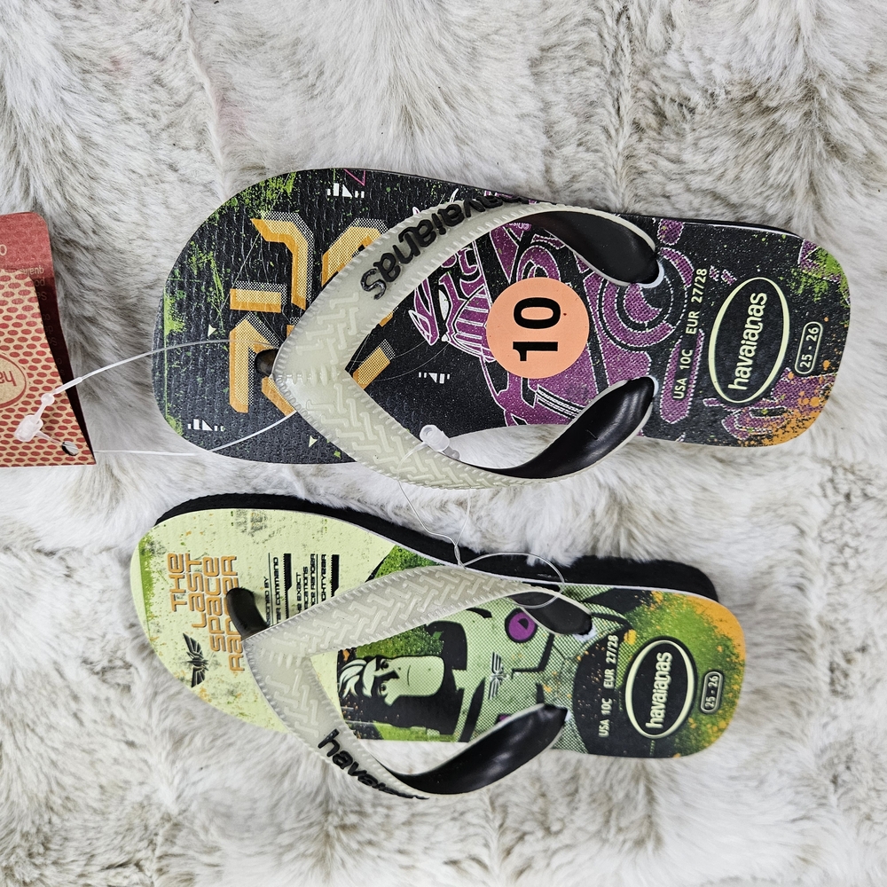 Havaianas Buzz Lightyear Toy Story Glow-in-the-Dark Flip Flops Sandals Kids C10